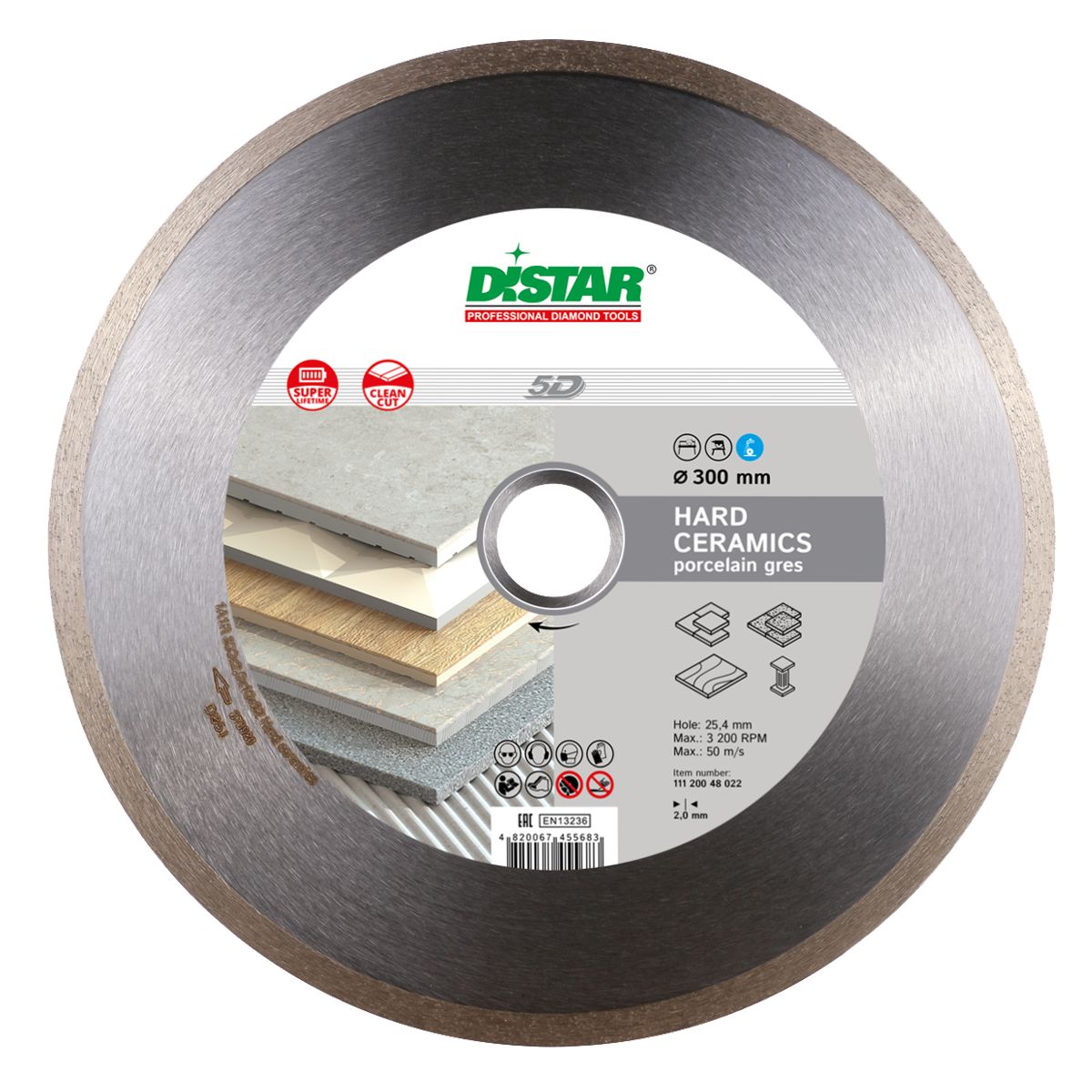 Diamond cutting blade 1A1R 300x2,0x10x25,4 Hard ceramics