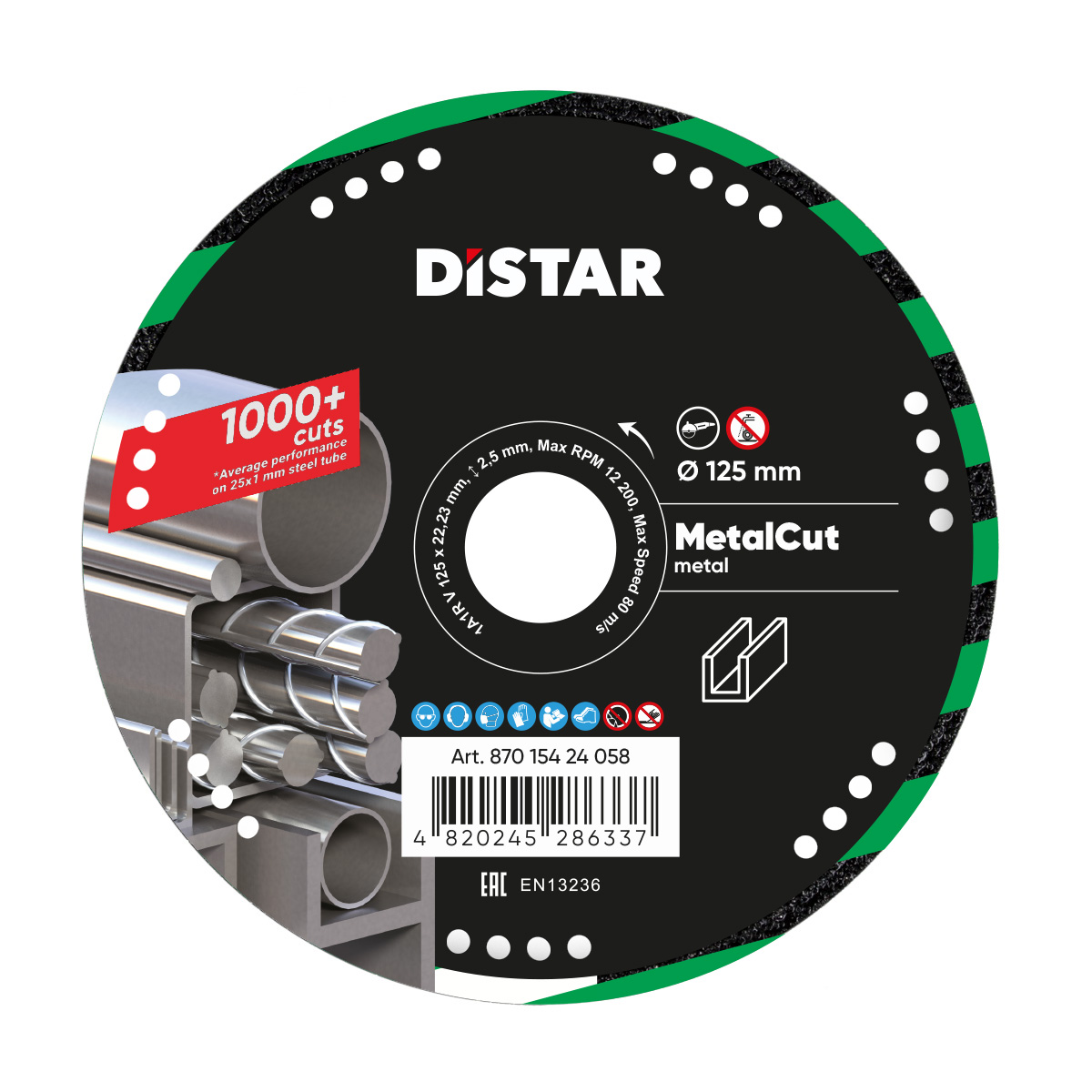 Diamond cutting blade 1A1R V 125x1,5/1,2x2,5x22,2 Metal CUT