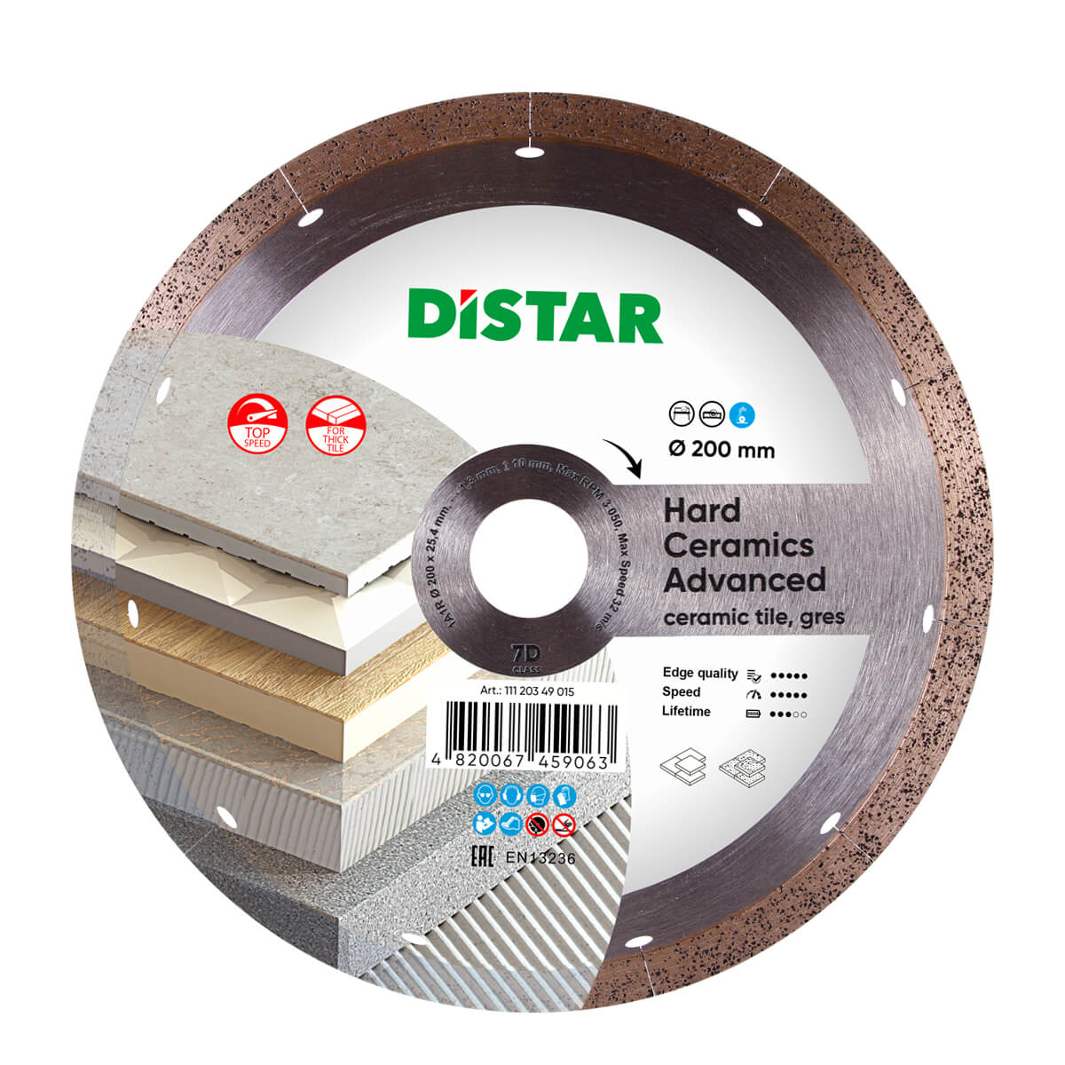 Diamond cutting blade 1A1R 200 Hard ceramics Advanced