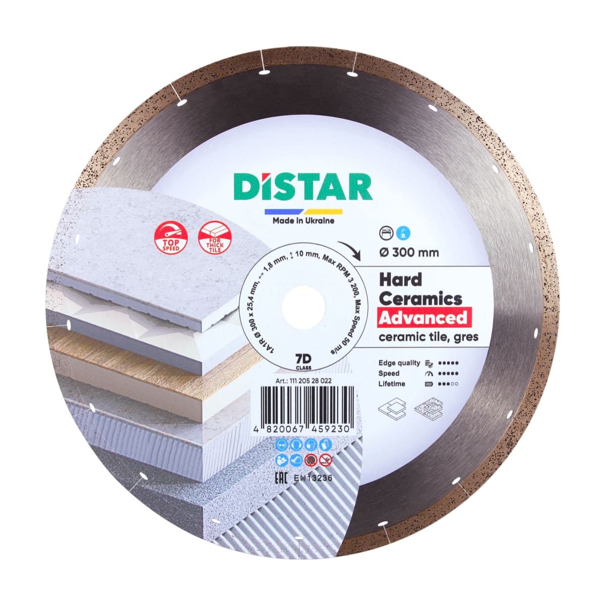 Diamond cutting blade 1A1R 300 Hard ceramics Advanced