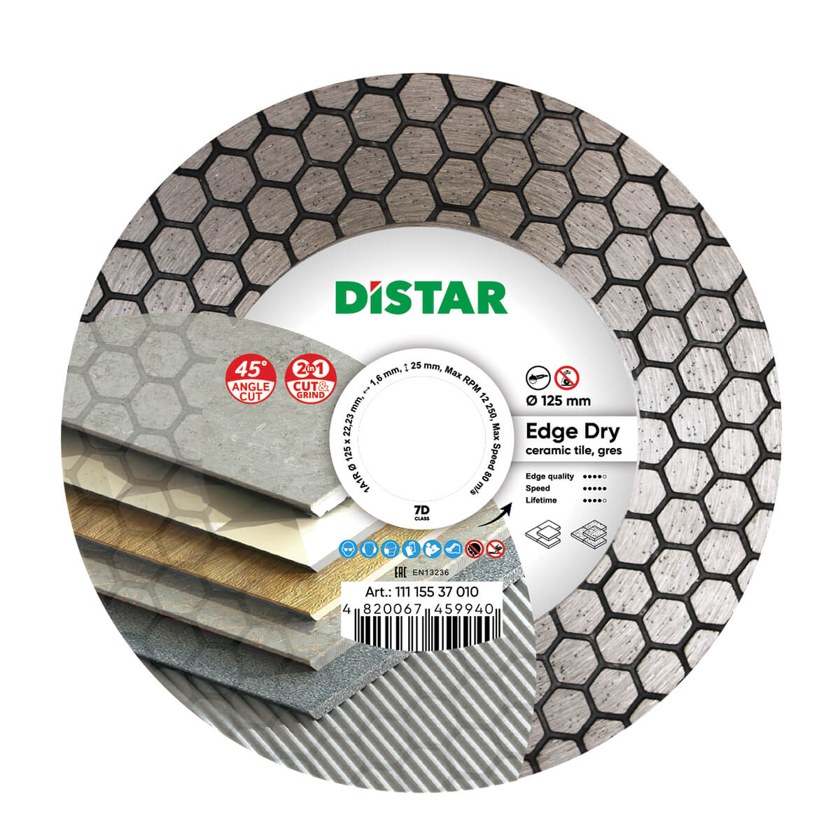 Diamentowa tarcza tnąca 1A1R 125 Edge Dry