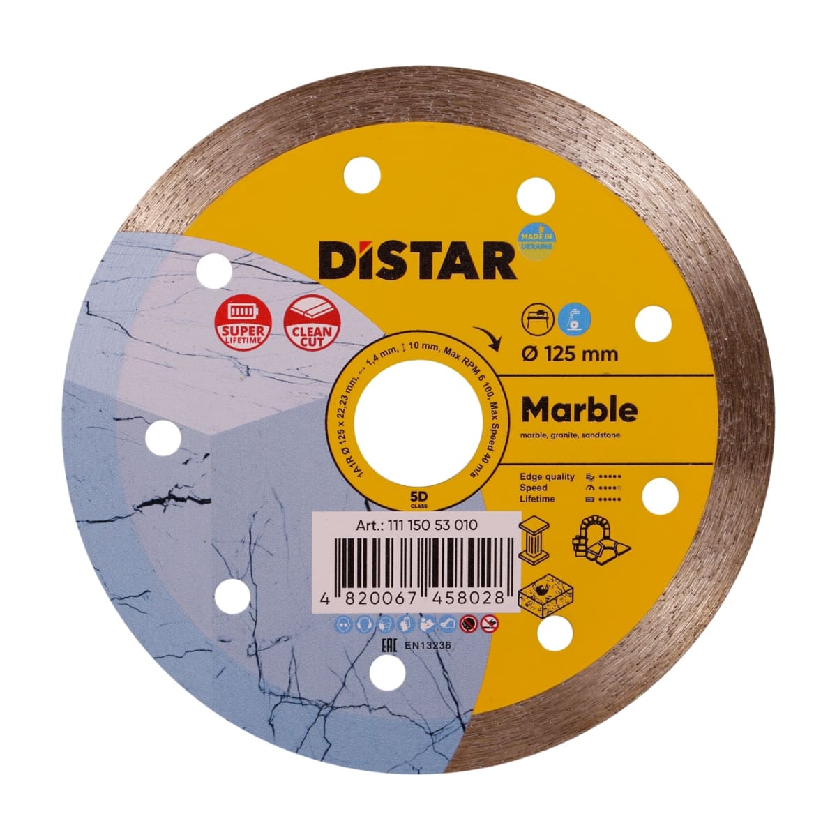 Diamond cutting blade 1A1R 125x1,4x10x22,23 Marble